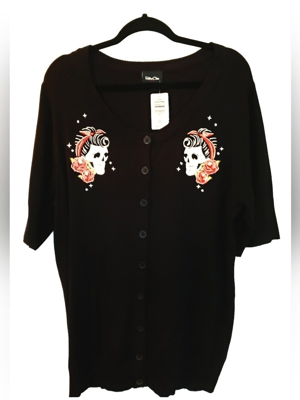 Torrid Retro Pinup Rockabilly Skull & Roses Cardigan NWT